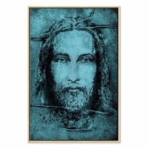 Tableau - Shroud of Turin in Turqoise (1 Part) Vertical