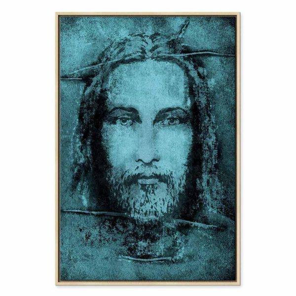 Tableau - Shroud of Turin in Turqoise (1 Part) Vertical