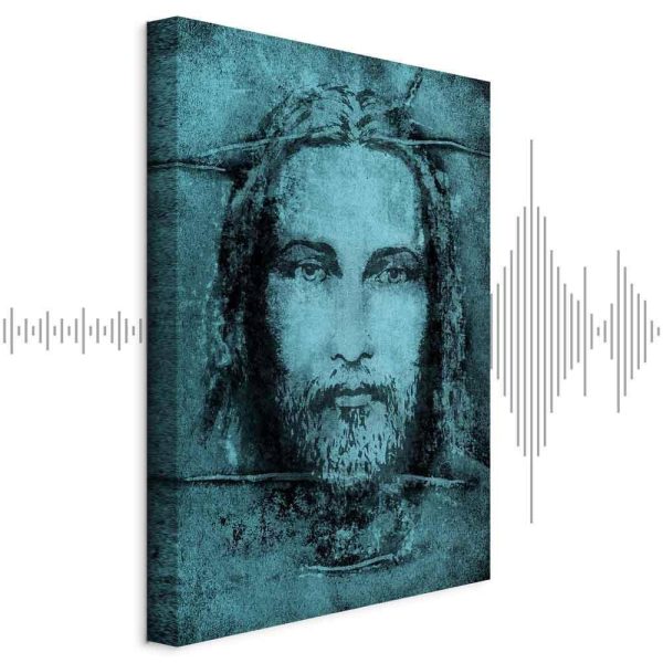 Tableau - Shroud of Turin in Turqoise (1 Part) Vertical