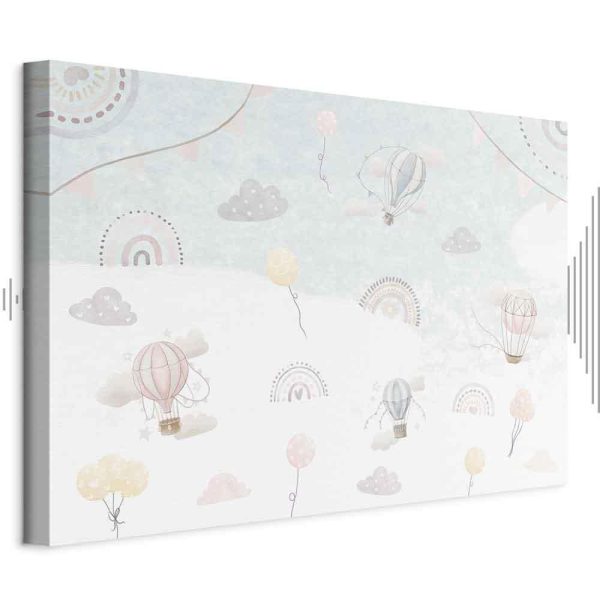 Tableau - Sky with Balloons - Balloons in Subdued Colors Flying in the Sky Among Clouds Rainbows and Stars Tableau - Sky with Balloons - Balloons in Subdued Colors Flying in the Sky Among Clouds Rainbows and Stars