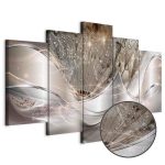 Tableau - Sparkling Dandelions (5 Parts) Beige Wide