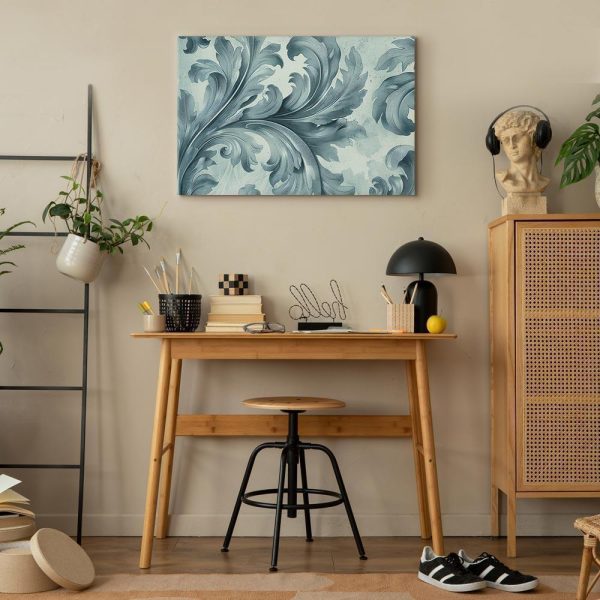 Tableau - Stone Baroque Ornaments in Light Shades of Gray-Blue