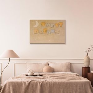 Tableau - Sweet Dreams - Pastel Inscription Surrounded by the Moon and Stars