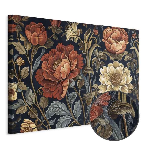 Tableau - Tapestry Large Flowers Retro Floral Motif in Kilim Style