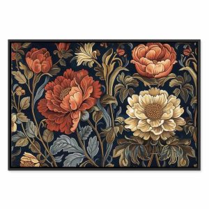 Tableau - Tapestry Large Flowers Retro Floral Motif in Kilim Style