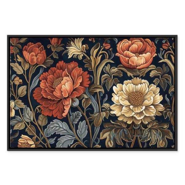 Tableau - Tapestry Large Flowers Retro Floral Motif in Kilim Style
