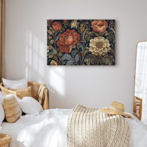 Tableau - Tapestry Large Flowers Retro Floral Motif in Kilim Style