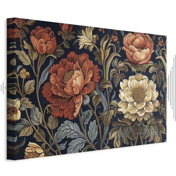 Tableau - Tapestry Large Flowers Retro Floral Motif in Kilim Style