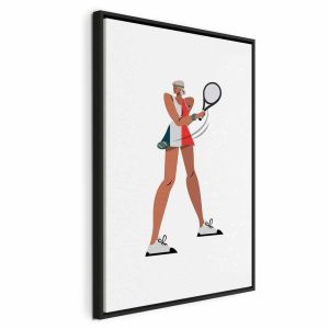 Tableau - Tennis Player With a Racket on a Light Background - Illustration