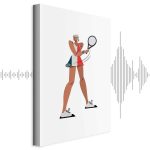 Tableau - Tennis Player With a Racket on a Light Background - Illustration