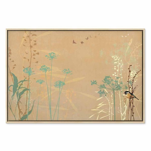 Tableau - Tiny Bird - Colorful Grasses in Golden Shades of Sunset