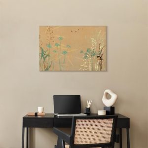 Tableau - Tiny Bird - Colorful Grasses in Golden Shades of Sunset