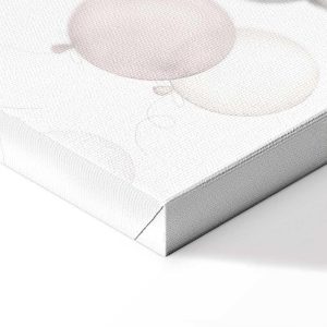 Tableau - Toy Bears with Balloons - Flying Plush Bears Among Balloons Clouds and Rainbows in Subtle Pastel Hues