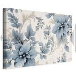 Tableau - Turquoise Flowers in Retro Ambience Floristic Ornaments