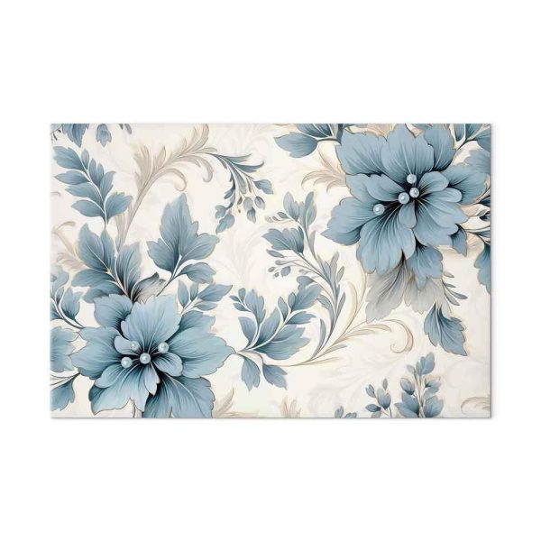Tableau - Turquoise Flowers in Retro Ambience Floristic Ornaments