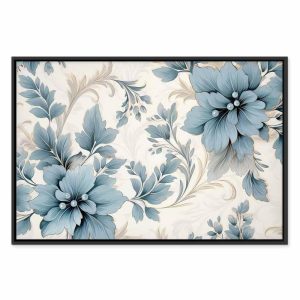 Tableau - Turquoise Flowers in Retro Ambience Floristic Ornaments