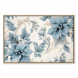 Tableau - Turquoise Flowers in Retro Ambience Floristic Ornaments