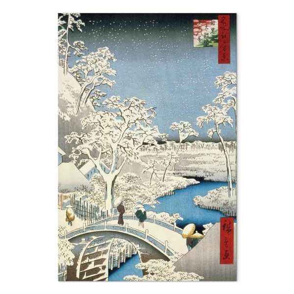 Tableau - Utagawa Hiroshige – Drum bridge and Setting Sun Hill at Meguro