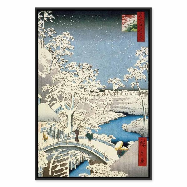Tableau - Utagawa Hiroshige – Drum bridge and Setting Sun Hill at Meguro