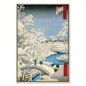 Tableau - Utagawa Hiroshige – Drum bridge and Setting Sun Hill at Meguro
