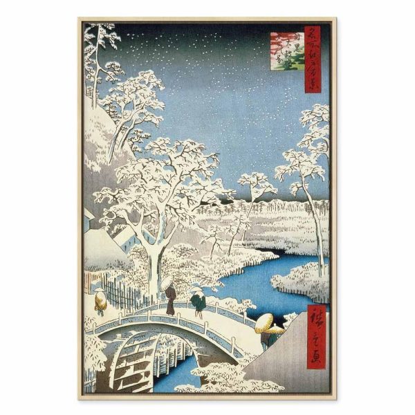 Tableau - Utagawa Hiroshige – Drum bridge and Setting Sun Hill at Meguro