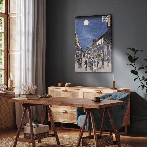 Tableau - Utagawa Hiroshige – Night time view of Saruwaka Street