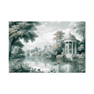 Tableau - View of the Park and Lake Retro Vintage Landscape in Greens