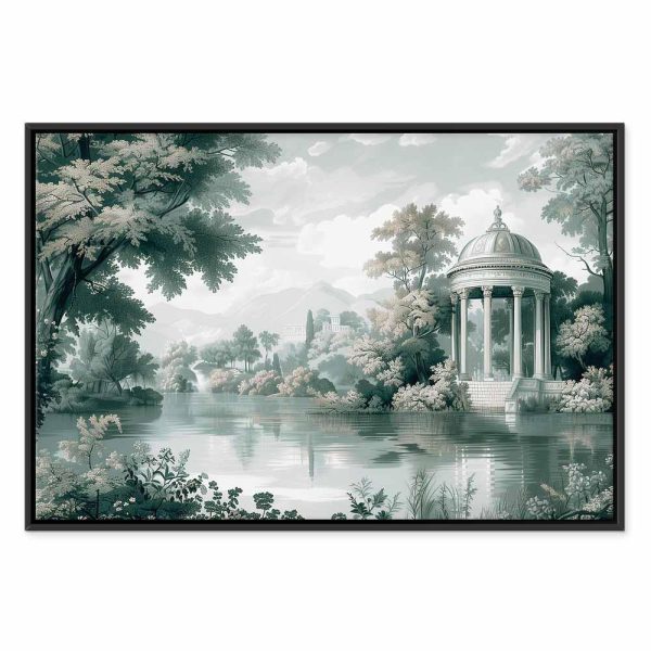 Tableau - View of the Park and Lake Retro Vintage Landscape in Greens