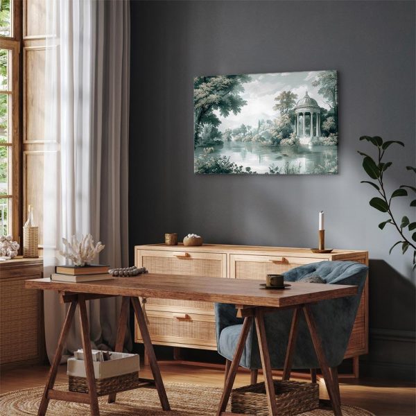 Tableau - View of the Park and Lake Retro Vintage Landscape in Greens