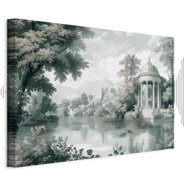 Tableau - View of the Park and Lake Retro Vintage Landscape in Greens Tableau - View of the Park and Lake Retro Vintage Landscape in Greens
