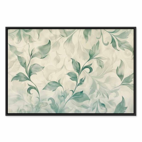 Tableau - Watercolor Botanical Motif Delicate Green-Beige Leaves