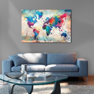 Tableau en liège - World Map: Colourful Madness