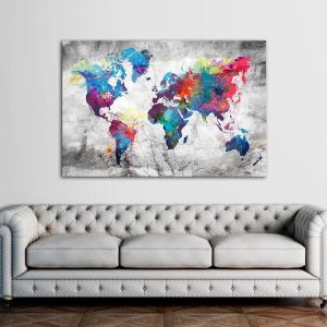 Tableau en liège - World Map: Grey Style