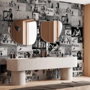 Tapisserie murale - Banksy - grey collage