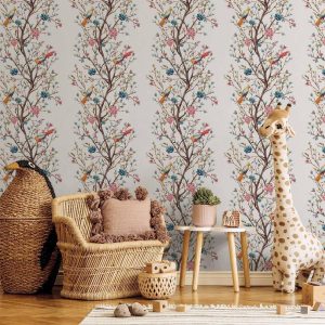 Tapisserie murale - Birds on a Flowering Twig