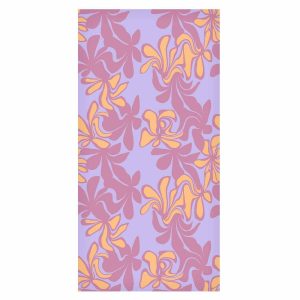 Tapisserie murale - Exotic - Two-Tone Flowers - Flowers in purple and orange on a blue background