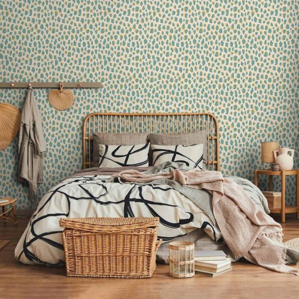 Tapisserie murale - Giraffe Pattern - animal pattern in turquoise spots on a light background