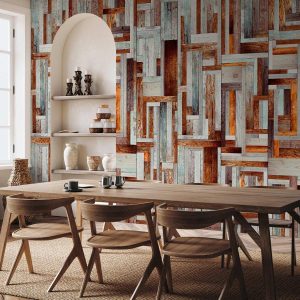 Tapisserie murale - Labyrinth of wooden planks