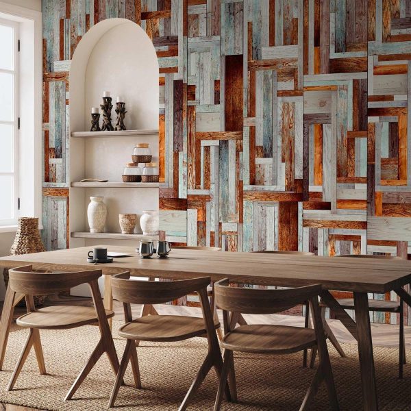 Tapisserie murale - Labyrinth of wooden planks