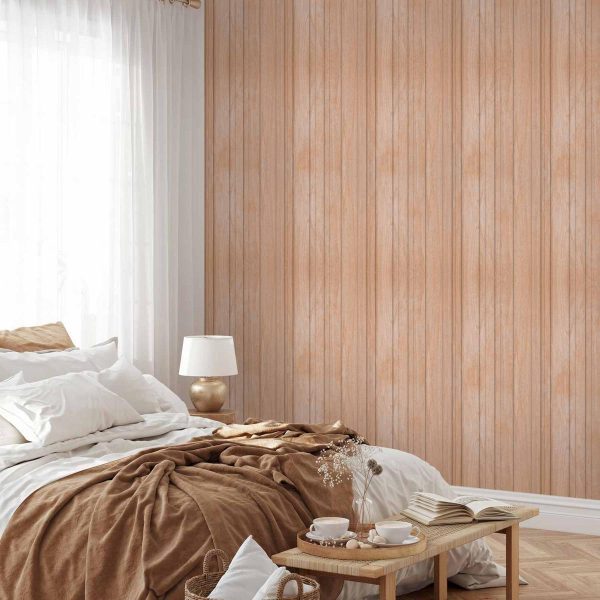 Tapisserie murale - Light Wood - Vertical panels in a warm beige shade