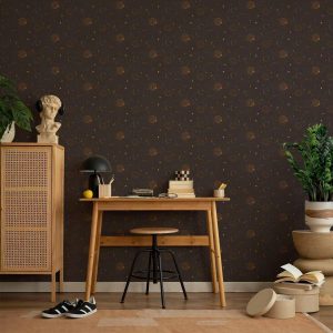 Tapisserie murale - Night Sky - Artistic Composition of Suns and Planets on a Black Background