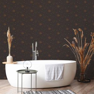 Tapisserie murale - Night Sky - Artistic Composition of Suns and Planets on a Black Background