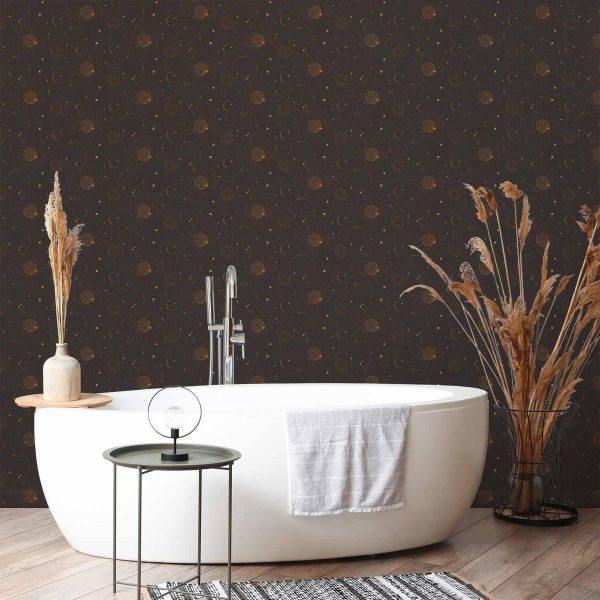 Tapisserie murale - Night Sky - Artistic Composition of Suns and Planets on a Black Background