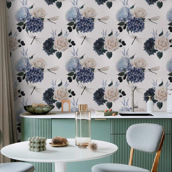 Tapisserie murale - Roses and Hydrangeas