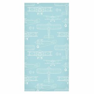 Tapisserie murale - Sketch - Outline of an airplane in white on a turquoise background