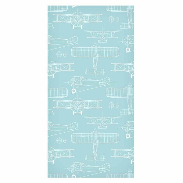 Tapisserie murale - Sketch - Outline of an airplane in white on a turquoise background
