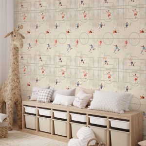 Tapisserie murale - Soccer Game - Illustration of soccer players in action on the field