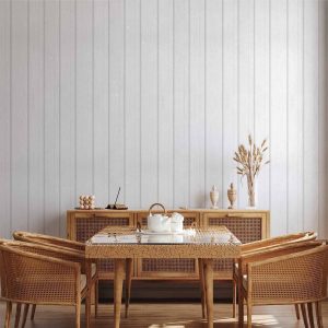 Tapisserie murale - Vertical Lines - White background with a delicate wood pattern vertically