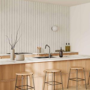 Tapisserie murale - Wooden Texture - Symmetrical vertical lines on a white background