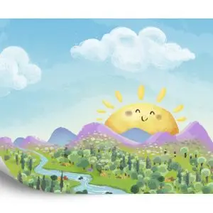 Papier Peint Pour Les Enfants - Paysage Ensoleillé – Image 2